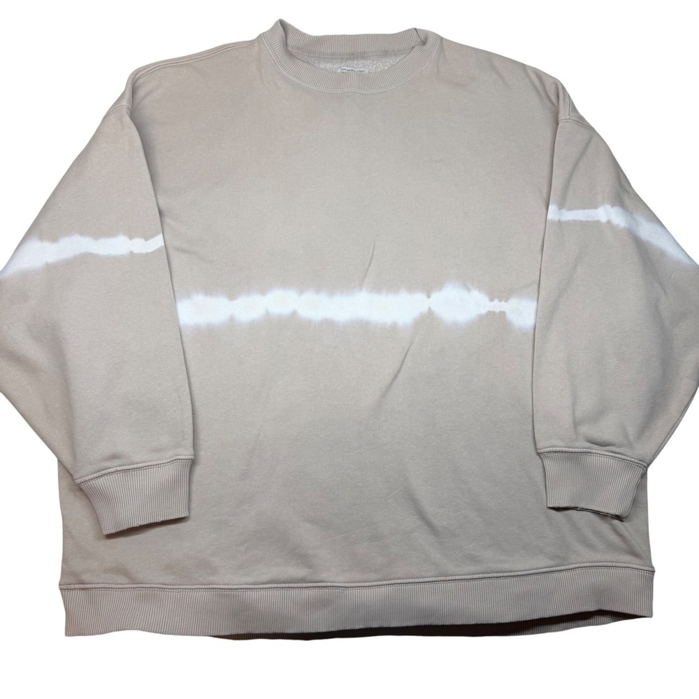 American Eagle Sweatshirt Crewneck Beige Womens Large Oversized Cozy Soft Fleece